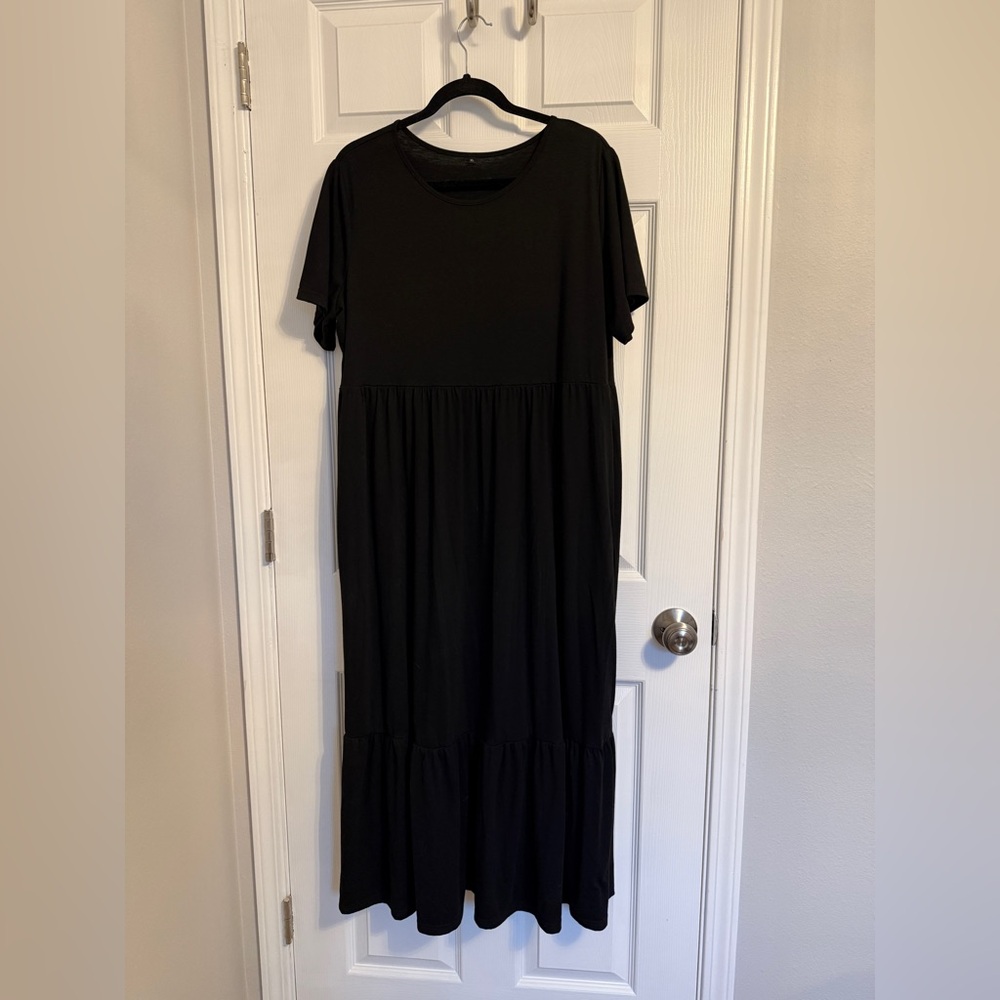 Tiered Black Maxi Dress *with pockets*